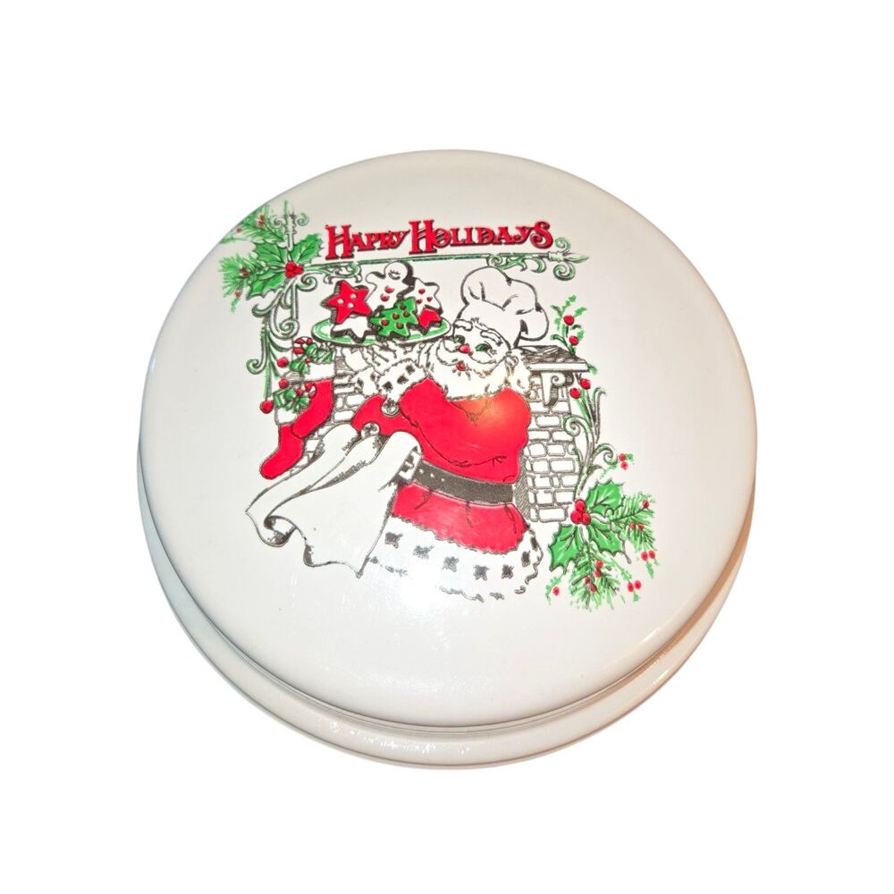 VTG Laurence Products Storage Container Red & White Plastic Chef Santa Decorated